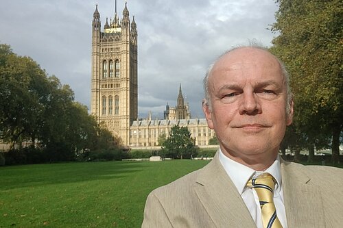 Mark Argent outside Parliament