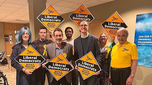 James Catmur and supporters at the count